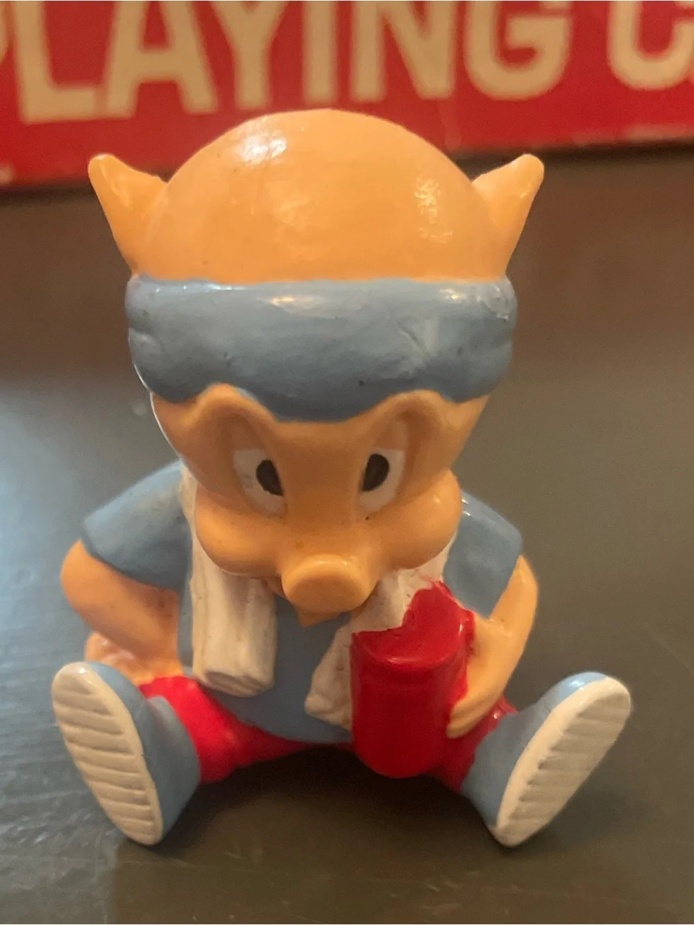 Vintage Porky Pig PVC Figure 1992 Looney Tunes Appaluse Workout Gym Exercise